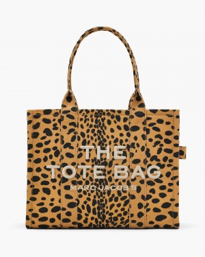 Black Multicolor Marc Jacobs The Cheetah Canvas Large Tote Bag | 146235-PSM