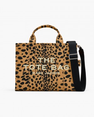 Black Multicolor Marc Jacobs The Cheetah Canvas Medium Tote Bag | 194678-TMG