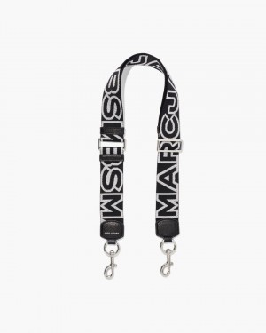 Black / Silver Marc Jacobs The Outline Logo Webbing Strap | 902134-OKY