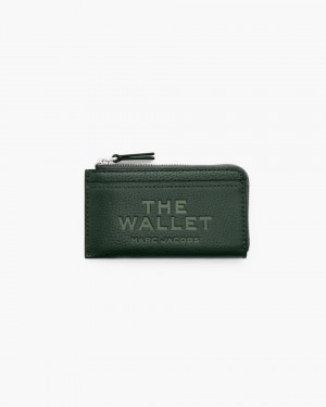 Dark Green Marc Jacobs The Leather Top Zip Multi Wallet | 837925-WSU