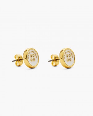 Gold / Cream Marc Jacobs The Button Stud Earrings | 916350-WOB