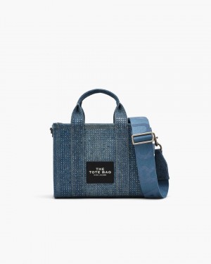 Light Blue Marc Jacobs The Crystal Denim Small Tote Bag | 043197-QWO