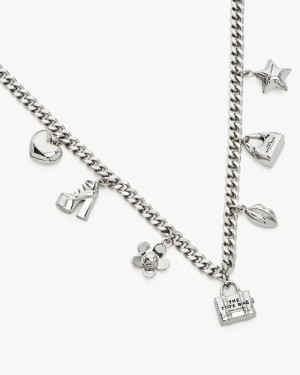 Light Silver Marc Jacobs The Mini Icon Charm Necklace | 968520-ZVO