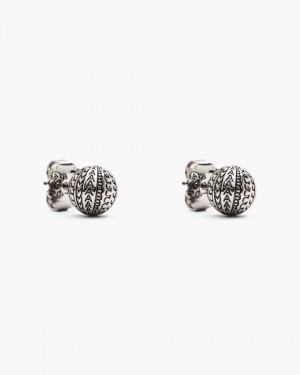 Light Silver Marc Jacobs The Monogram Stud Earrings | 620748-EAY