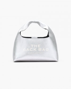 Silver Marc Jacobs The Metallic Leather Mini Sack Bag | 732051-GOR