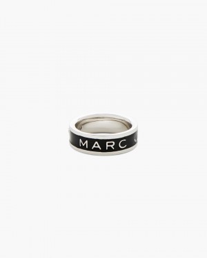 Silver / Black Marc Jacobs The Marc Jacobs Enamel Ring | 367401-EPC