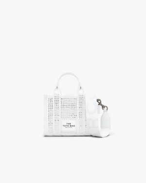 White Marc Jacobs The Crystal Canvas Crossbody Tote Bag | 845673-AJE