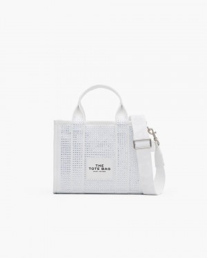 White Marc Jacobs The Crystal Canvas Small Tote Bag | 642938-SVB