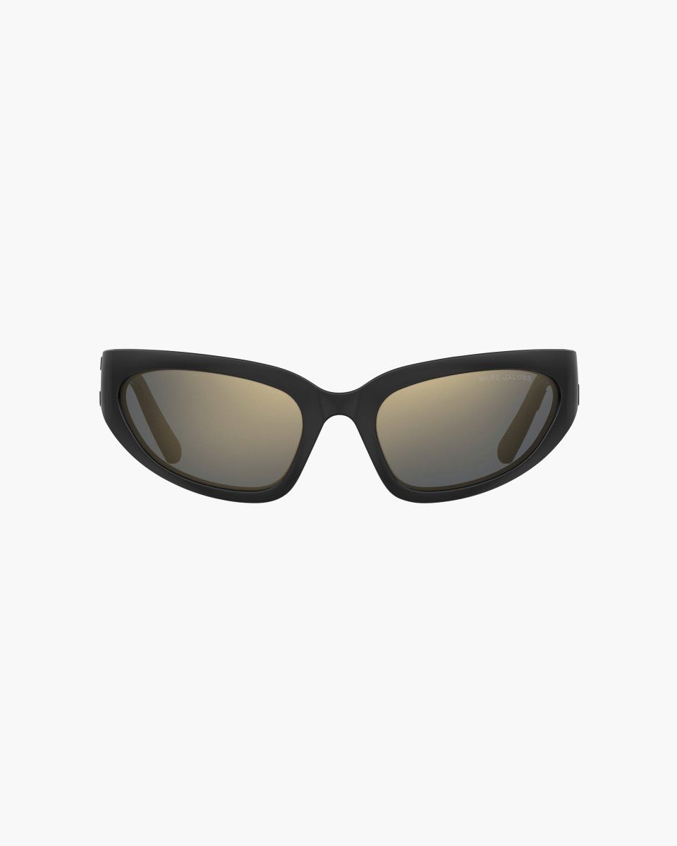 Black Marc Jacobs The Bold Logo Wrapped Mirrored Sunglasses | 098617-IAT