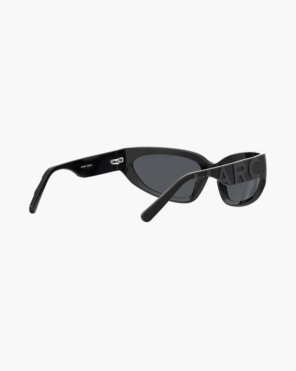 Black Marc Jacobs The Bold Logo Wrapped Mirrored Sunglasses | 098617-IAT