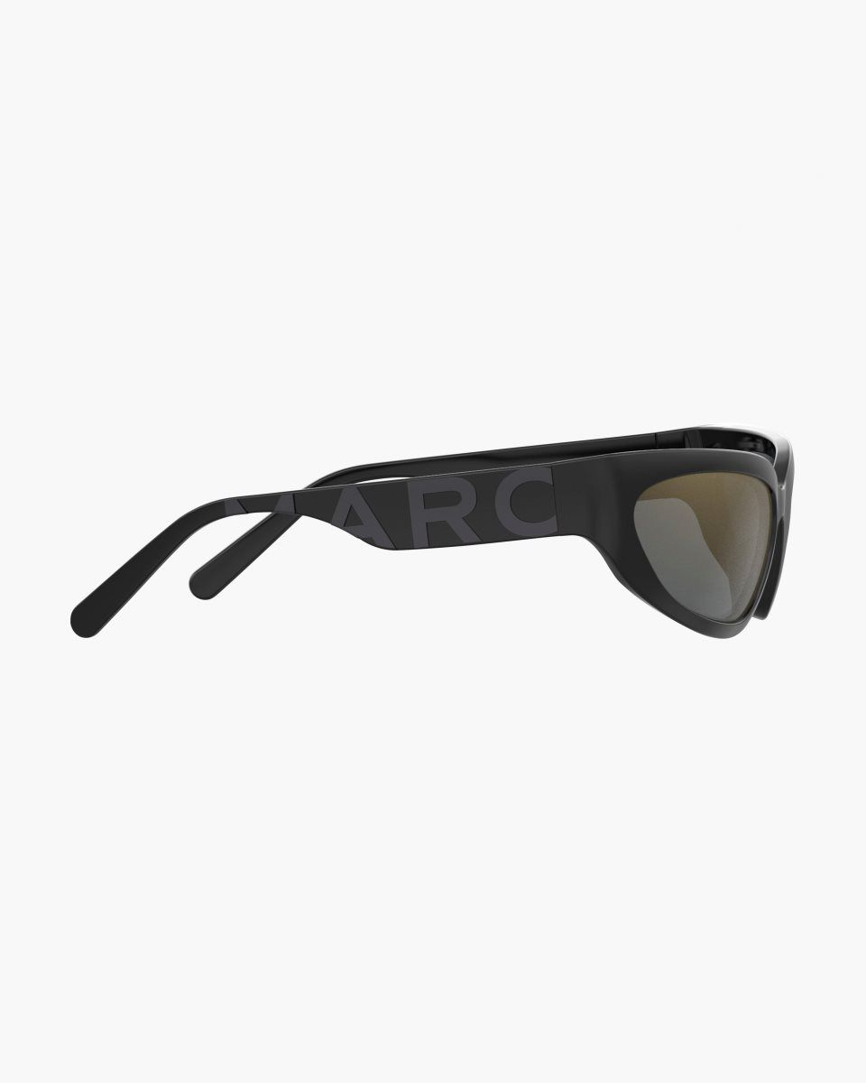 Black Marc Jacobs The Bold Logo Wrapped Mirrored Sunglasses | 098617-IAT