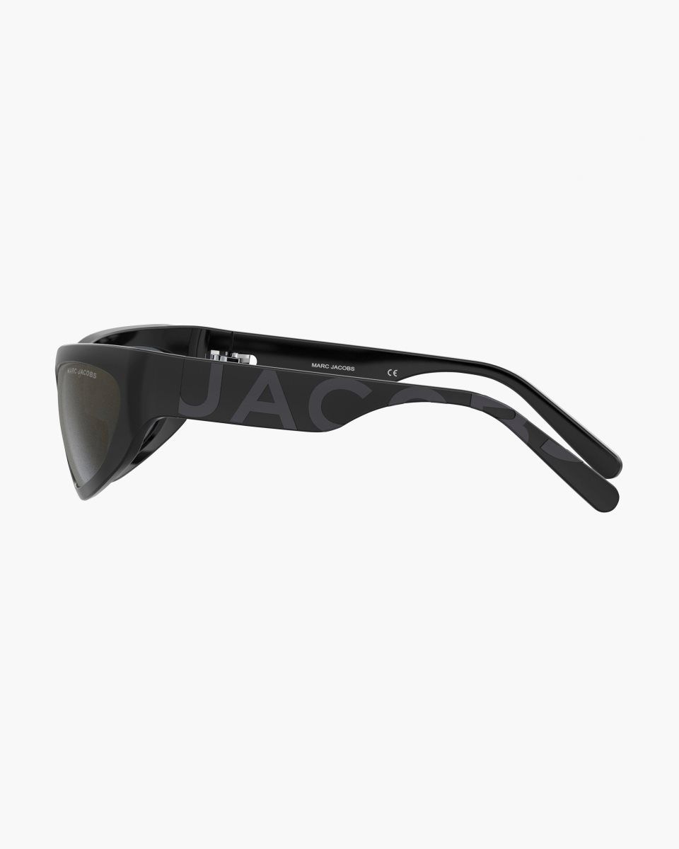 Black Marc Jacobs The Bold Logo Wrapped Mirrored Sunglasses | 098617-IAT