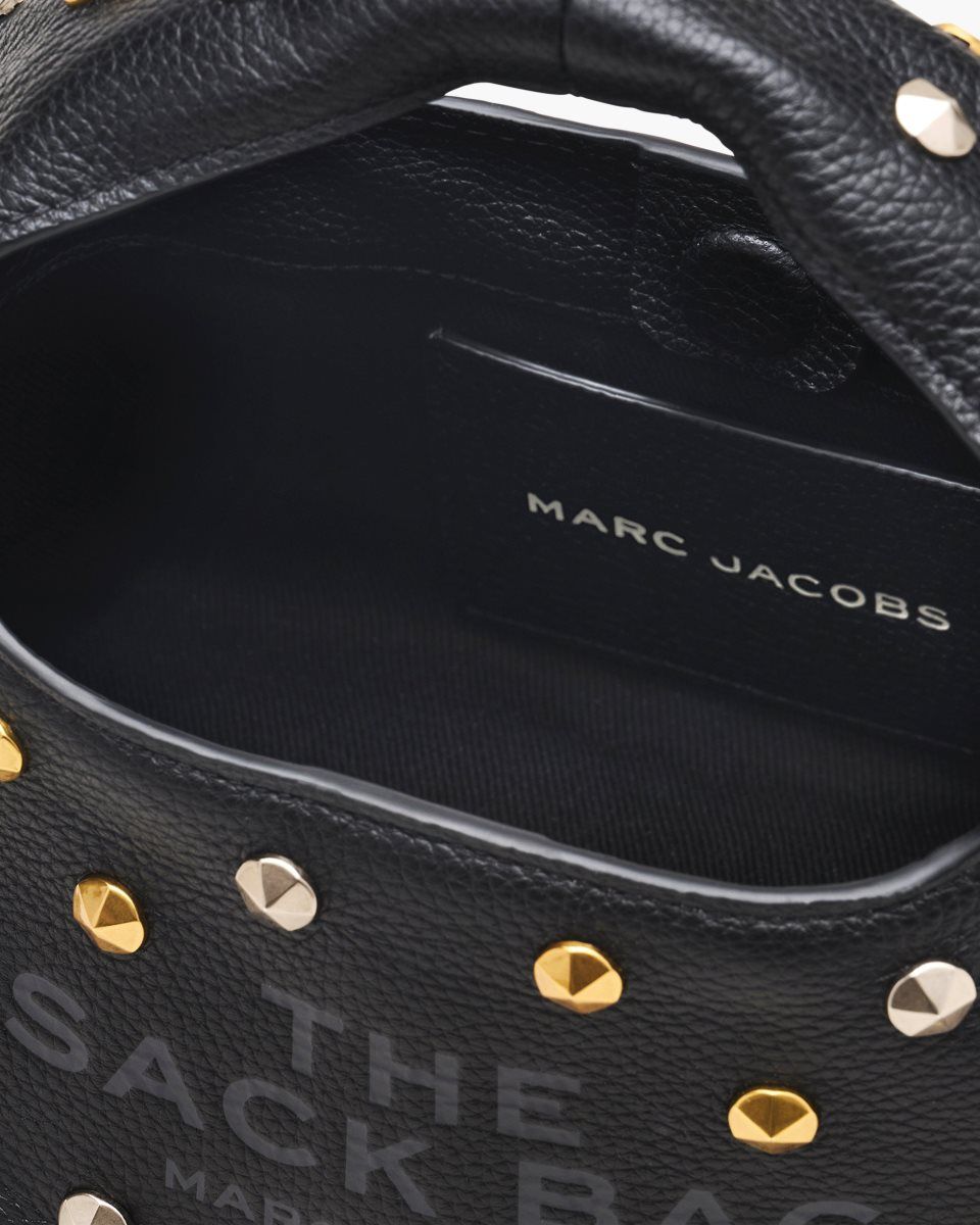 Black Marc Jacobs The Glam Studs Leather Mini Sack Bag | 593472-UMD