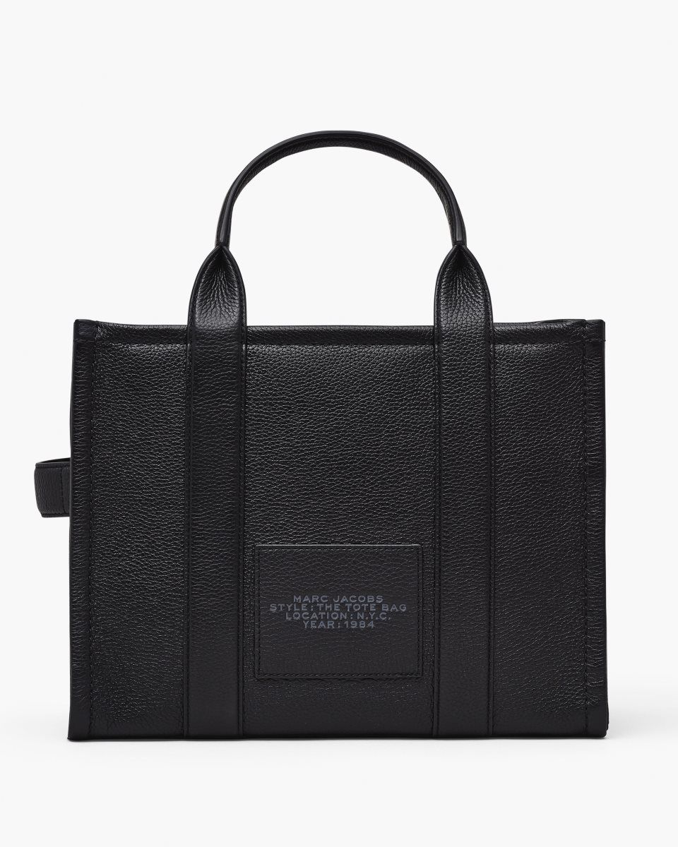 Black Marc Jacobs The Leather Medium Tote Bag | 679521-YLG