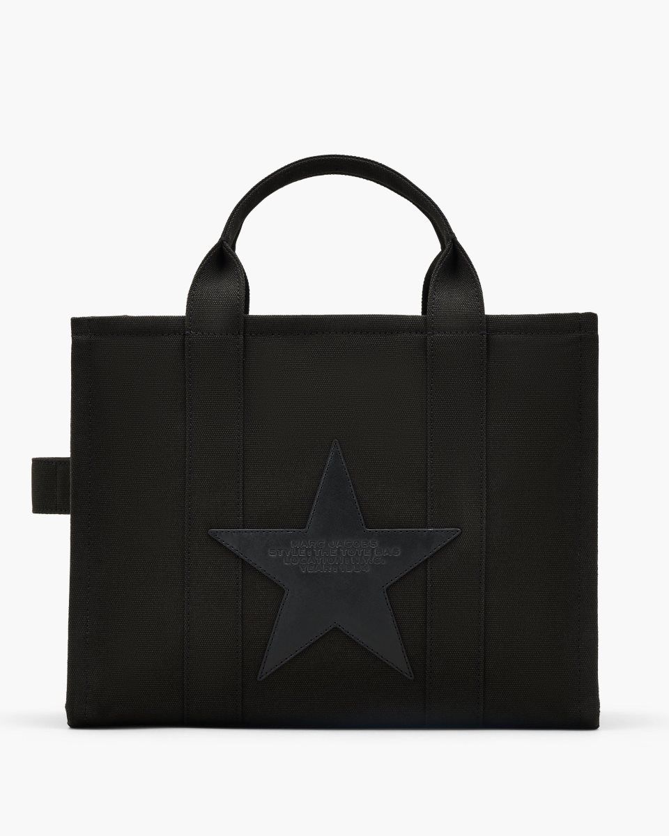 Black Marc Jacobs The Star Canvas Medium Tote Bag | 834195-JLS