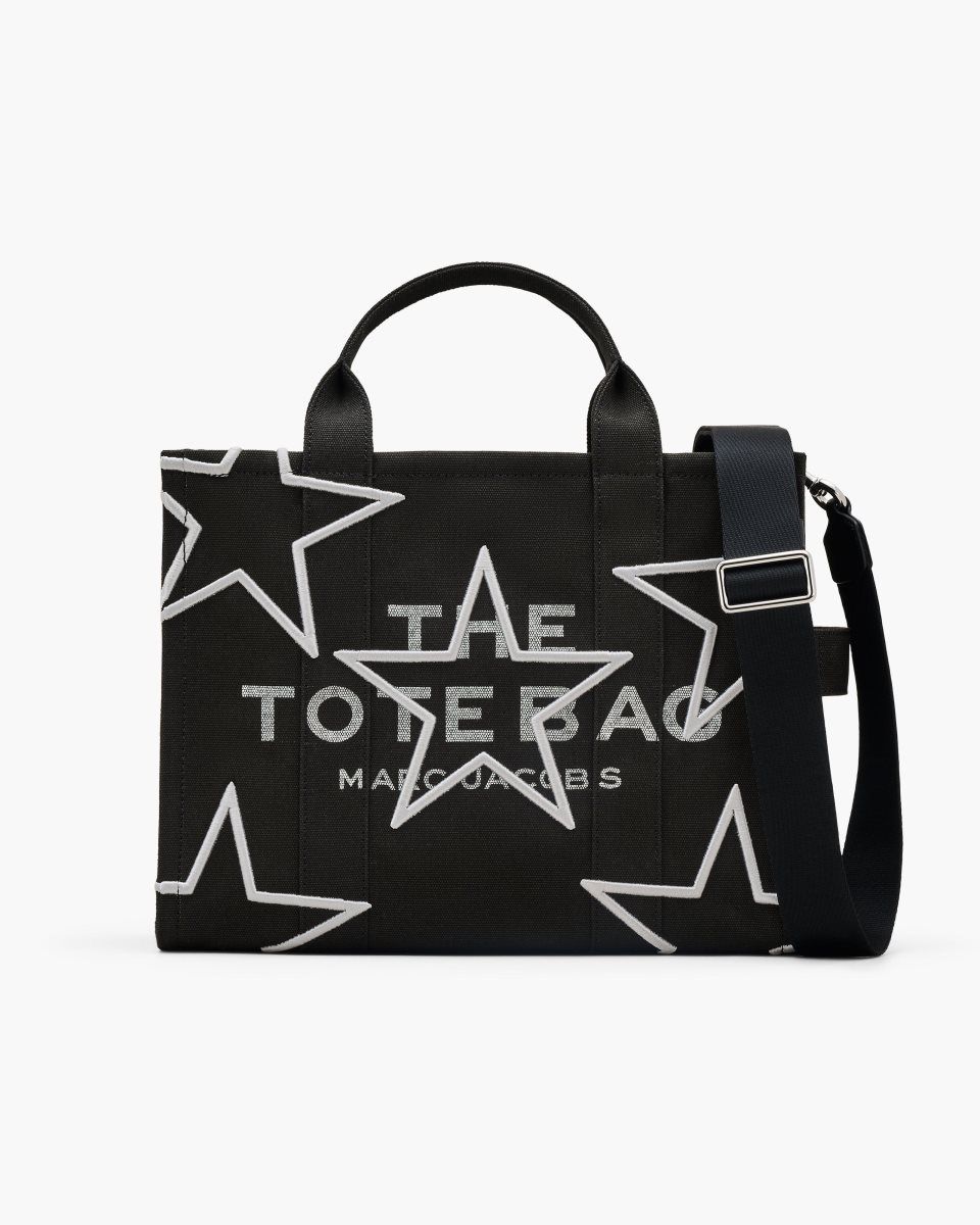 Black Marc Jacobs The Star Canvas Medium Tote Bag | 834195-JLS