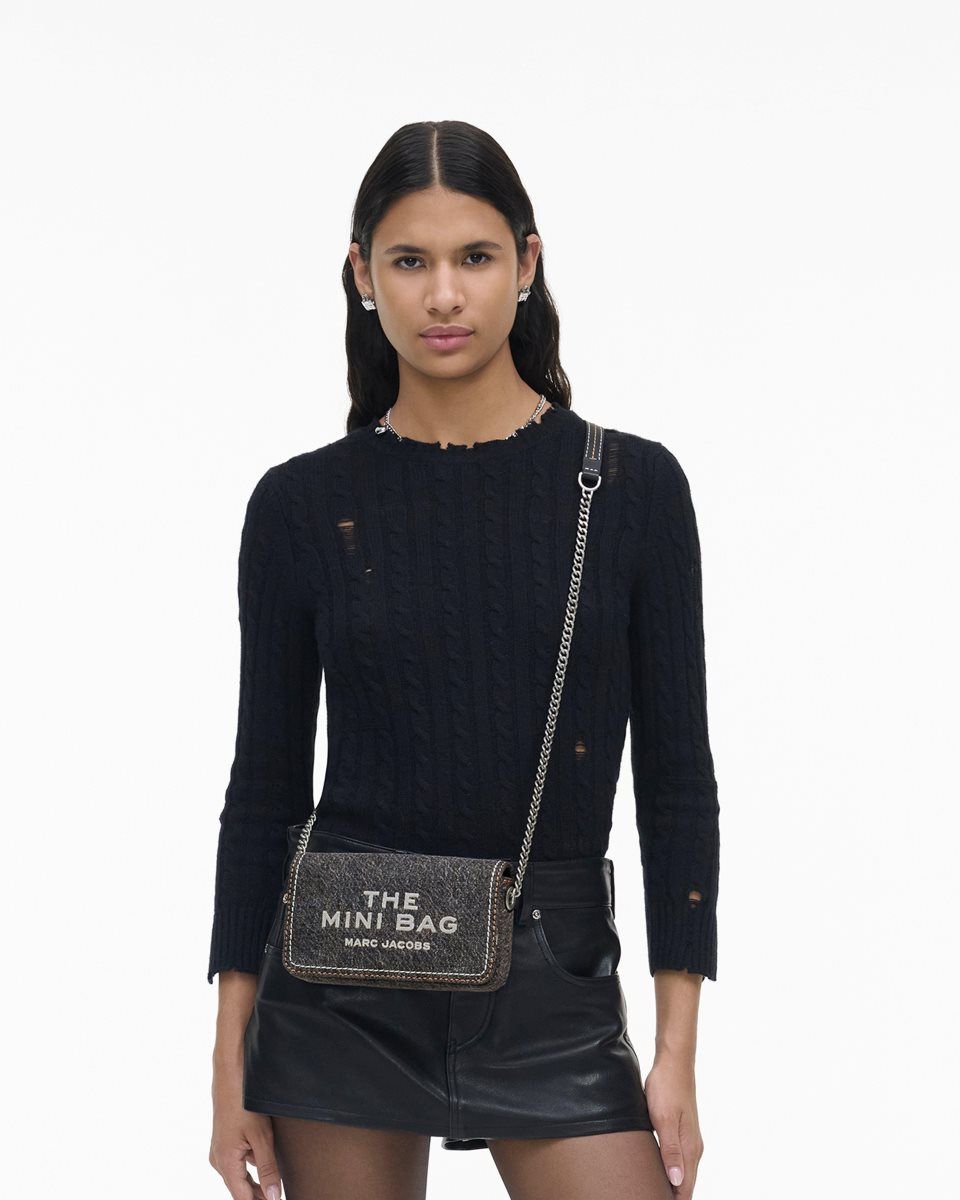 Black Wash Marc Jacobs The Denim Chain Mini Bag | 607582-FGB