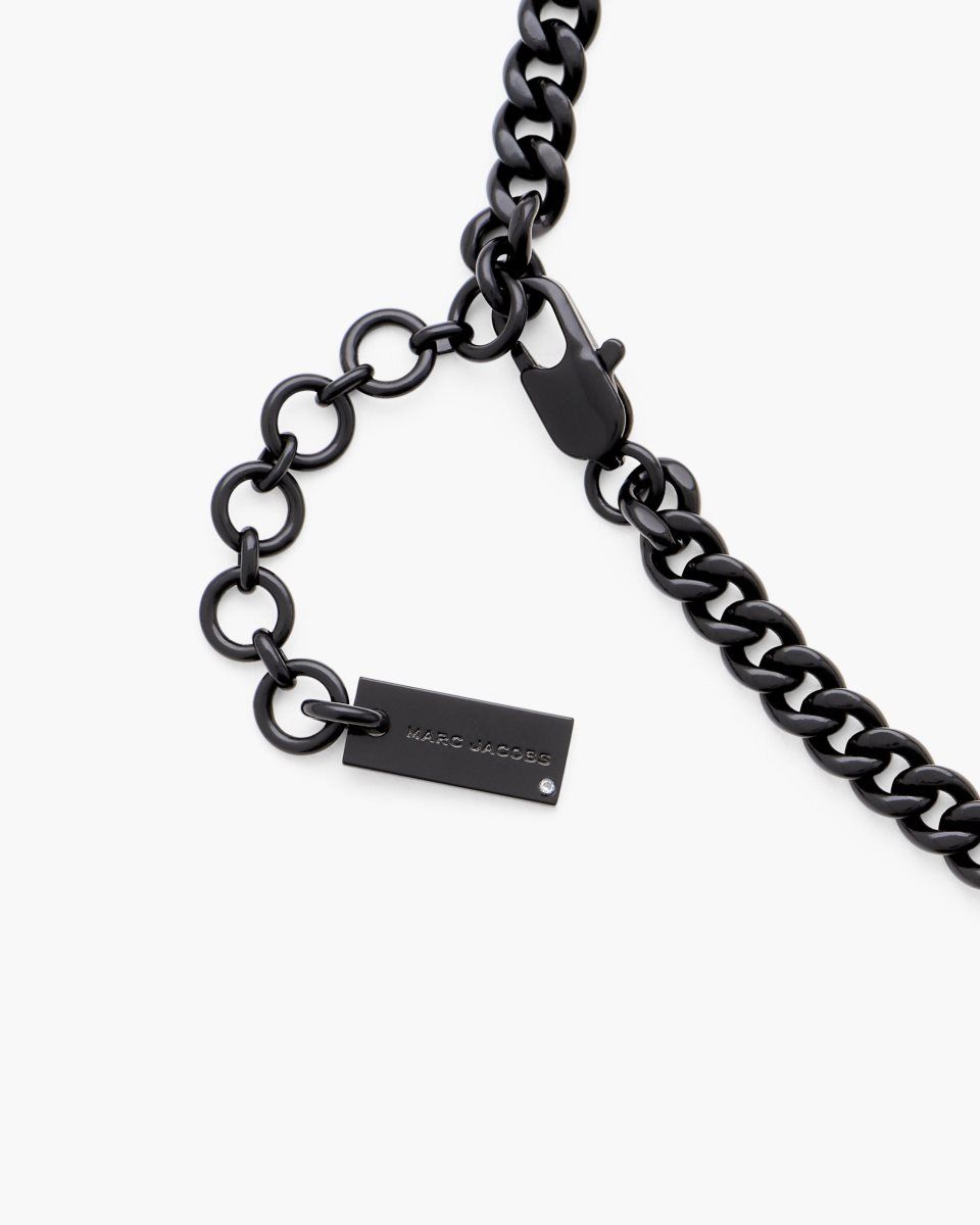 Black / Black Marc Jacobs Mini Icon Pave Charm Necklace | 872645-MQN