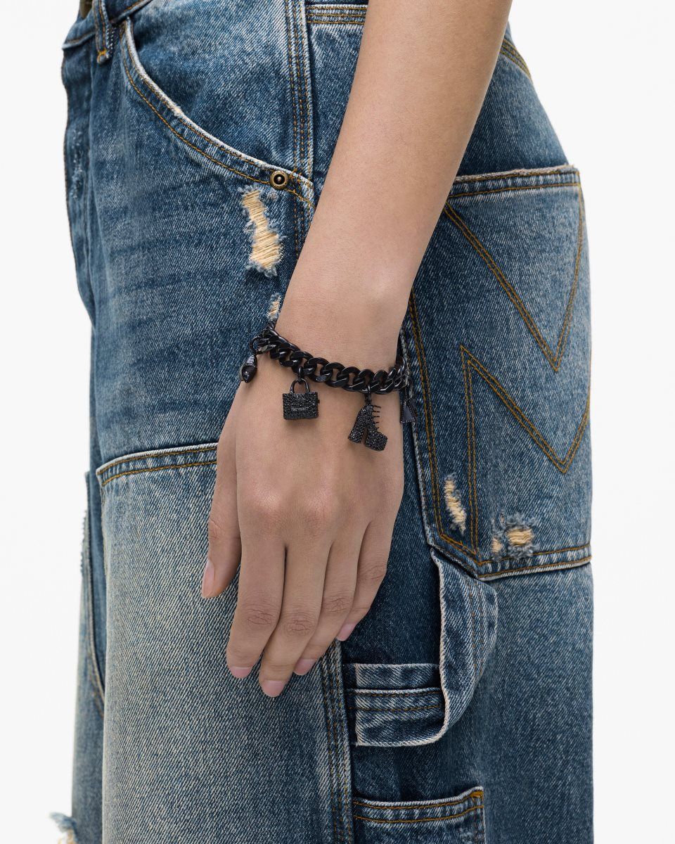 Black / Black Marc Jacobs The Pave Mini Icon Charm Bracelet | 820397-QWZ