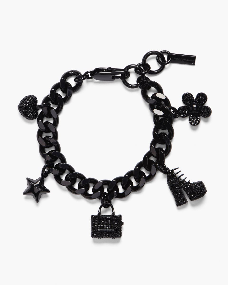 Black / Black Marc Jacobs The Pave Mini Icon Charm Bracelet | 820397-QWZ