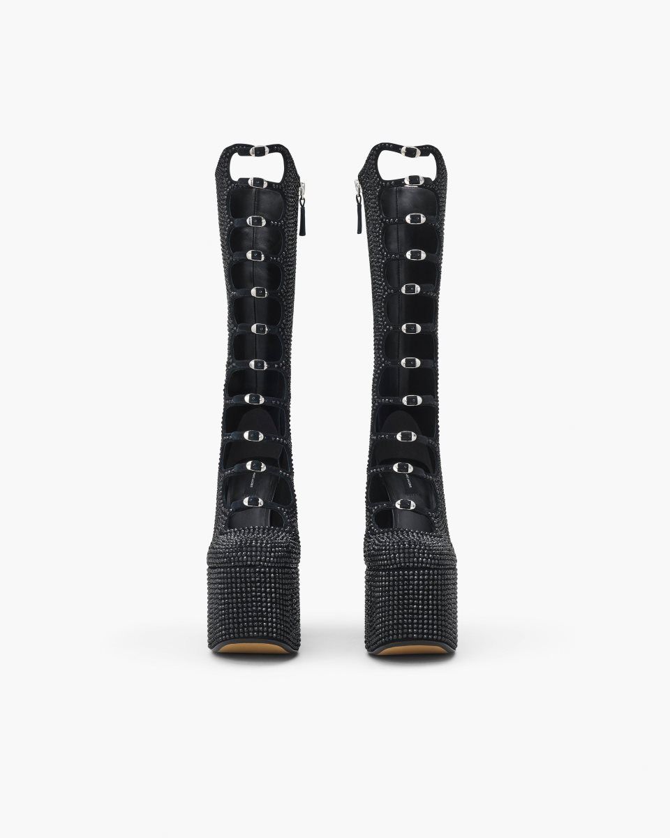 Black / Black Marc Jacobs The Rhinestone Kiki Knee-High Boot | 690831-BEU