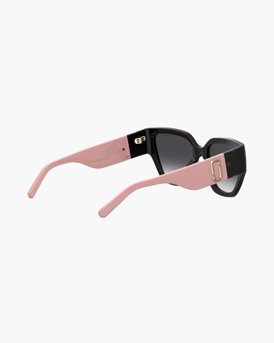 Black / Rose Marc Jacobs The J Marc Rectangular Colorblock Sunglasses | 172065-NSK