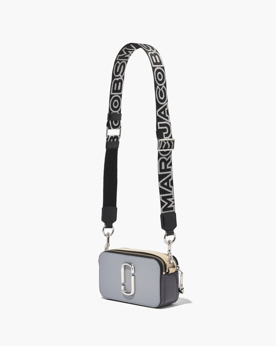 Black / Silver Marc Jacobs The Thin Outline Logo Webbing Strap | 257468-JDZ