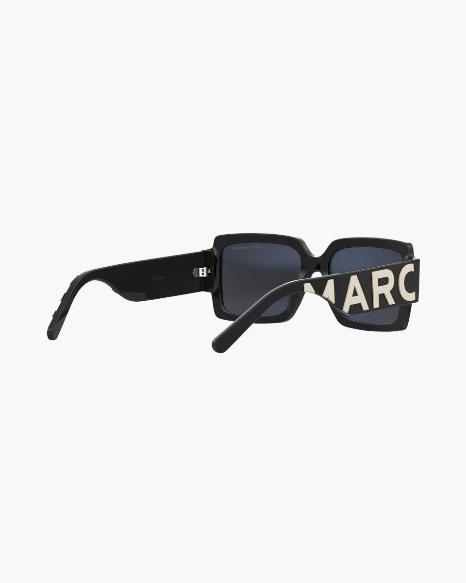 Black / White Marc Jacobs The Bold Logo Square Sunglasses | 587364-GCS