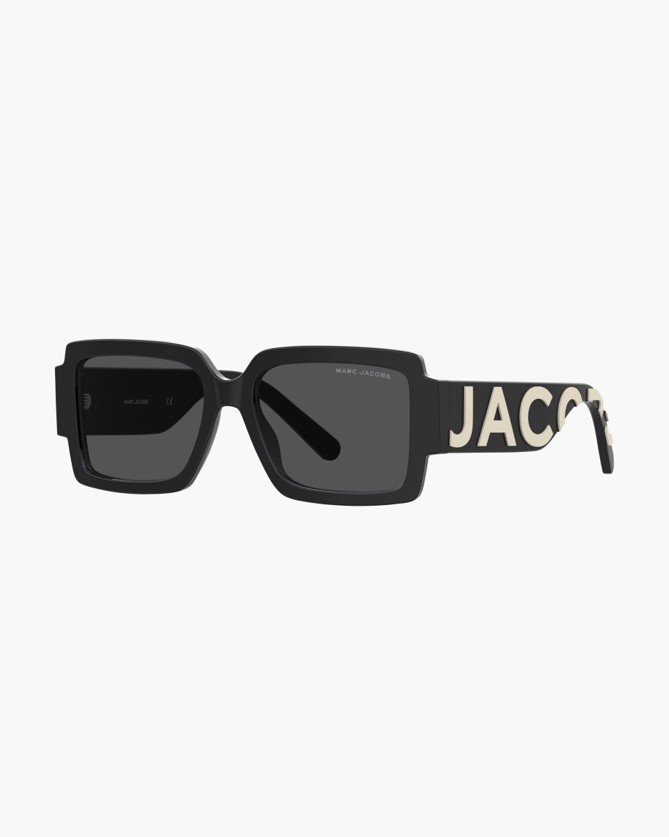 Black / White Marc Jacobs The Bold Logo Square Sunglasses | 587364-GCS