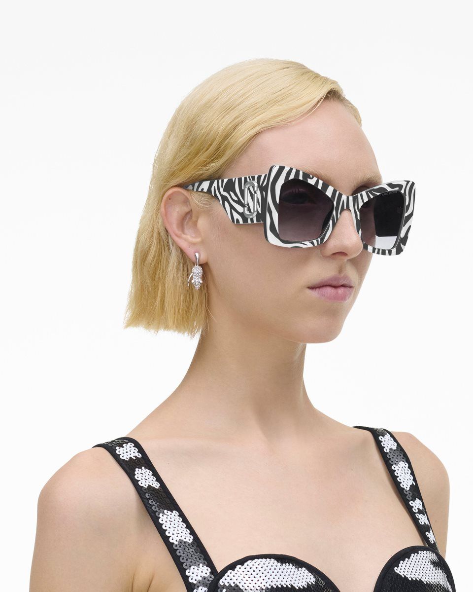 Black / White Marc Jacobs The J Marc Oversized Cat Eye Sunglasses | 753468-BCI