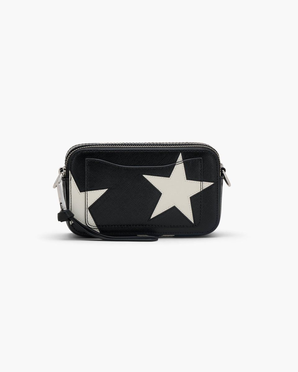 Black / White Marc Jacobs The Star Patchwork Leather Snapshot | 197802-BIR