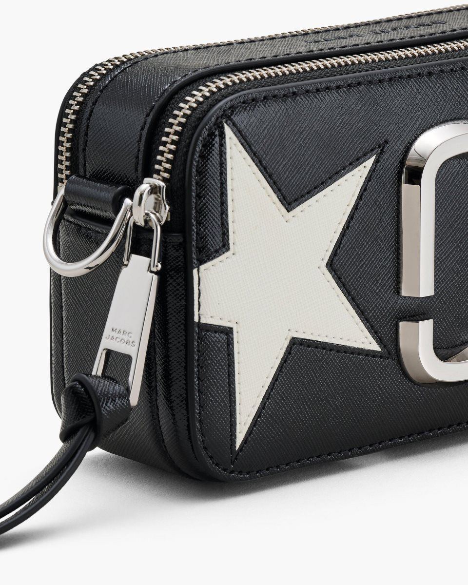 Black / White Marc Jacobs The Star Patchwork Leather Snapshot | 197802-BIR