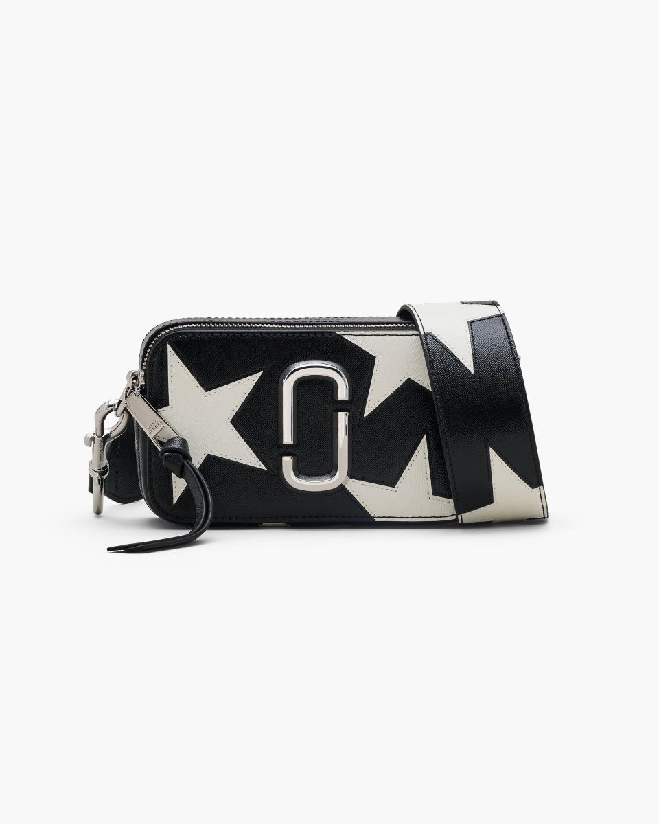 Black / White Marc Jacobs The Star Patchwork Leather Snapshot | 197802-BIR