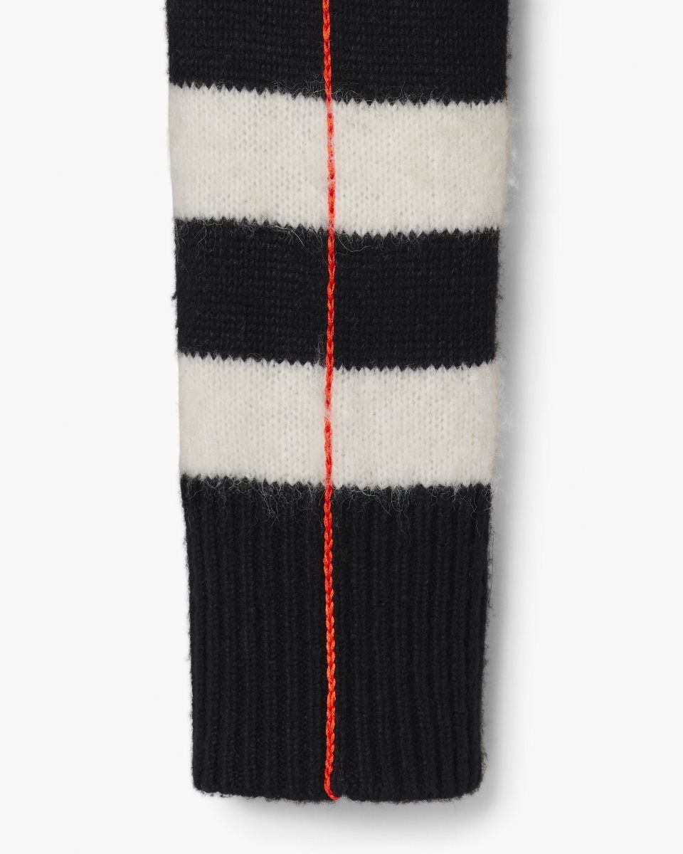 Black / White Marc Jacobs The Striped Brushed Logo Sweater | 173258-WRH