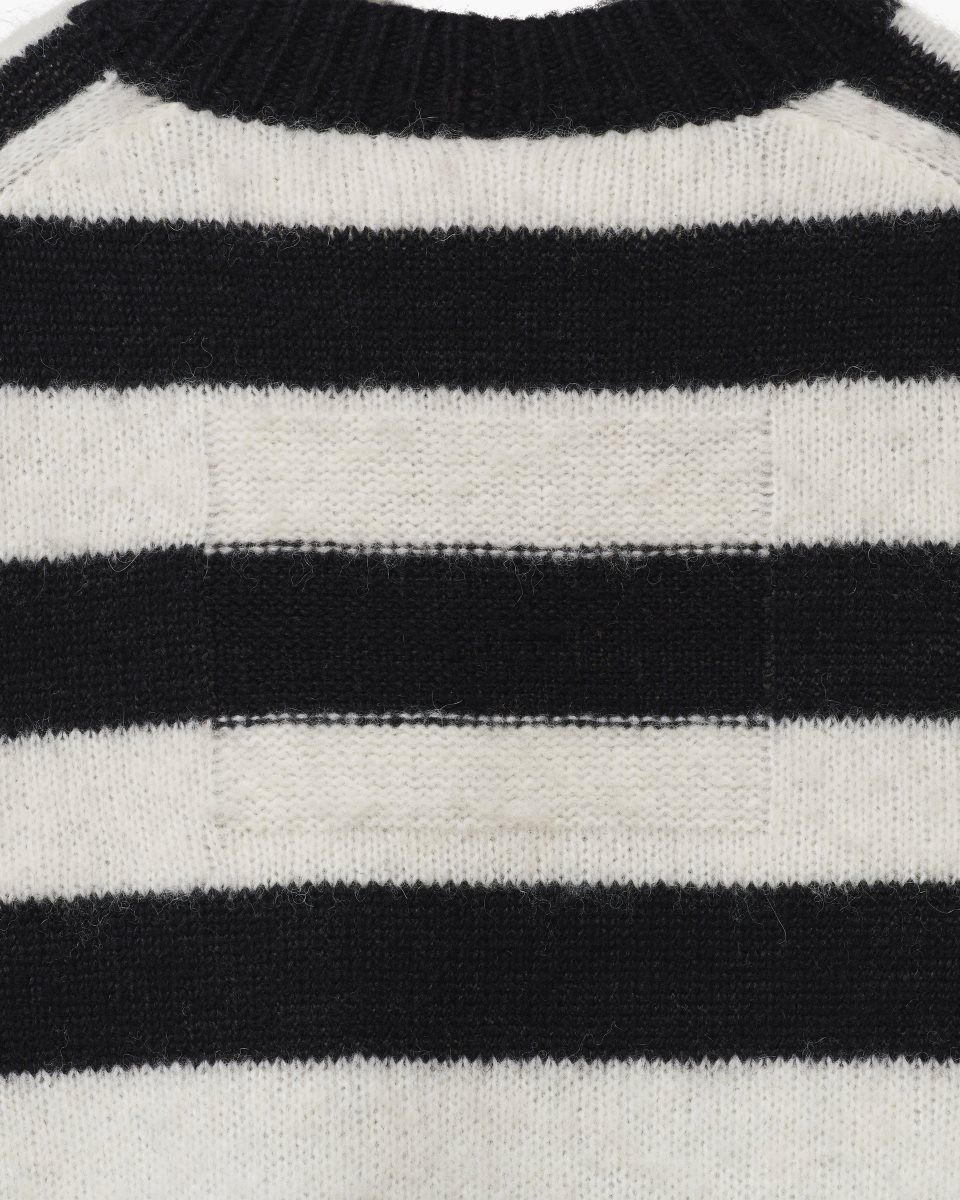 Black / White Marc Jacobs The Striped Brushed Logo Sweater | 173258-WRH