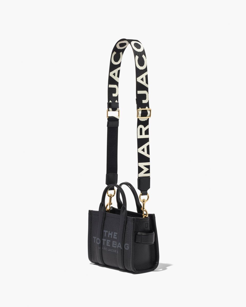 Black / White Marc Jacobs The Thin Logo Webbing Strap | 675281-ECK