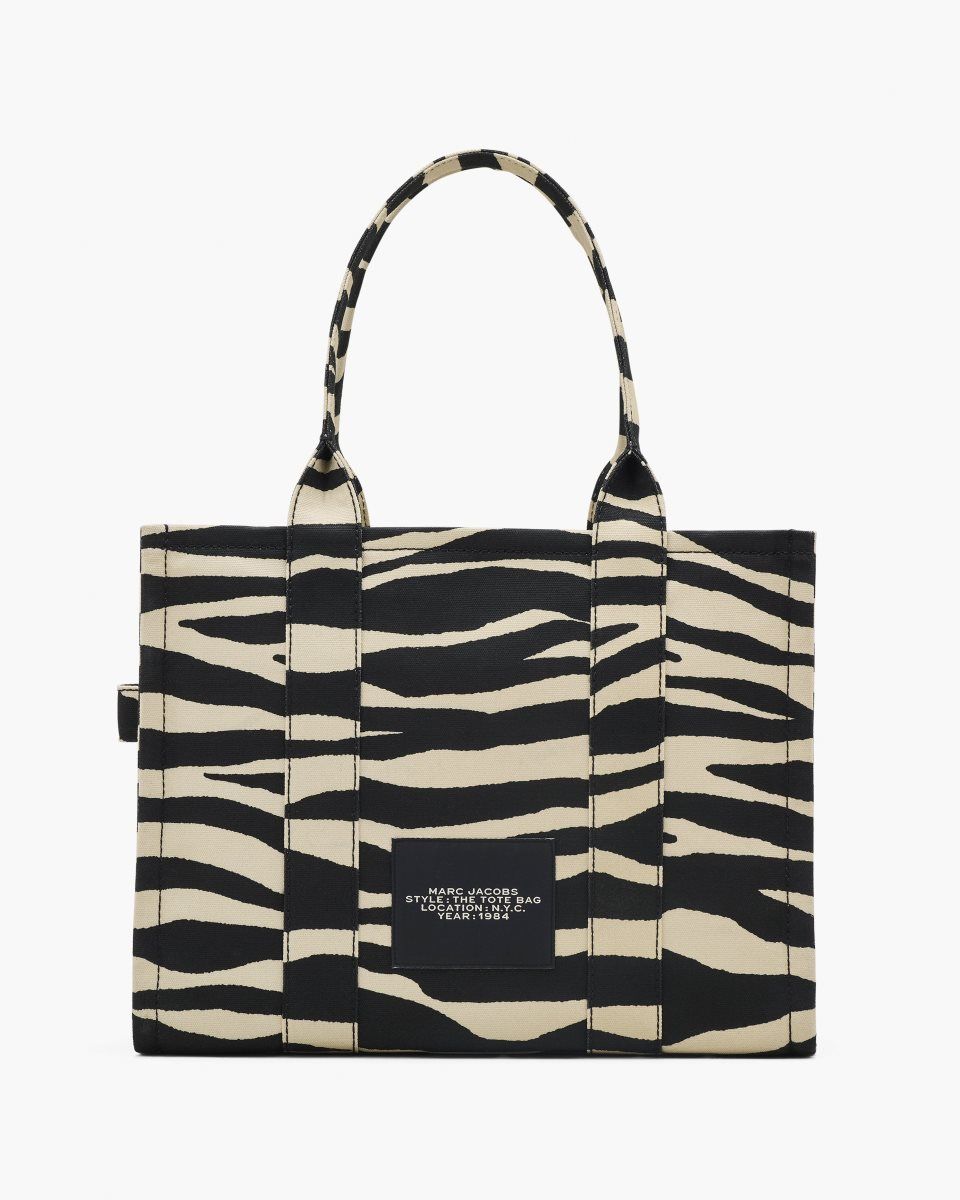 Black / White Marc Jacobs The Zebra Canvas Large Tote Bag | 207538-JST