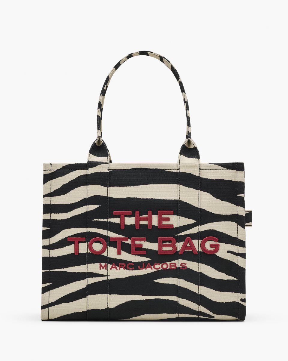 Black / White Marc Jacobs The Zebra Canvas Large Tote Bag | 207538-JST