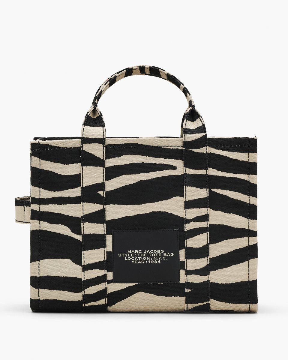 Black / White Marc Jacobs The Zebra Canvas Medium Tote Bag | 568324-YDX