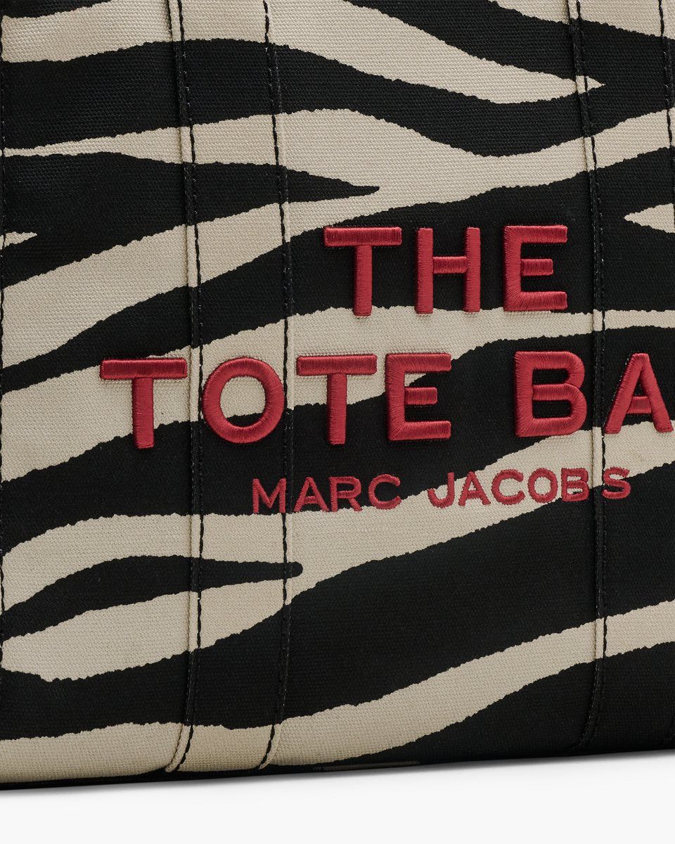 Black / White Marc Jacobs The Zebra Canvas Medium Tote Bag | 568324-YDX