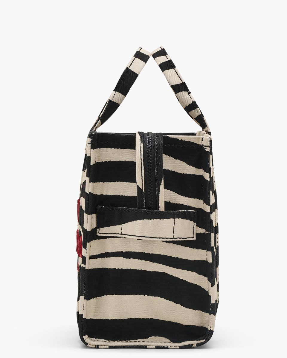 Black / White Marc Jacobs The Zebra Canvas Medium Tote Bag | 568324-YDX