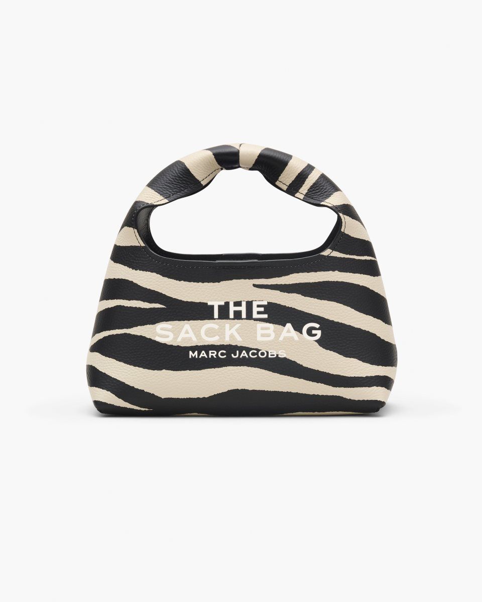 Black / White Marc Jacobs The Zebra Leather Mini Sack Bag | 810697-ZJQ