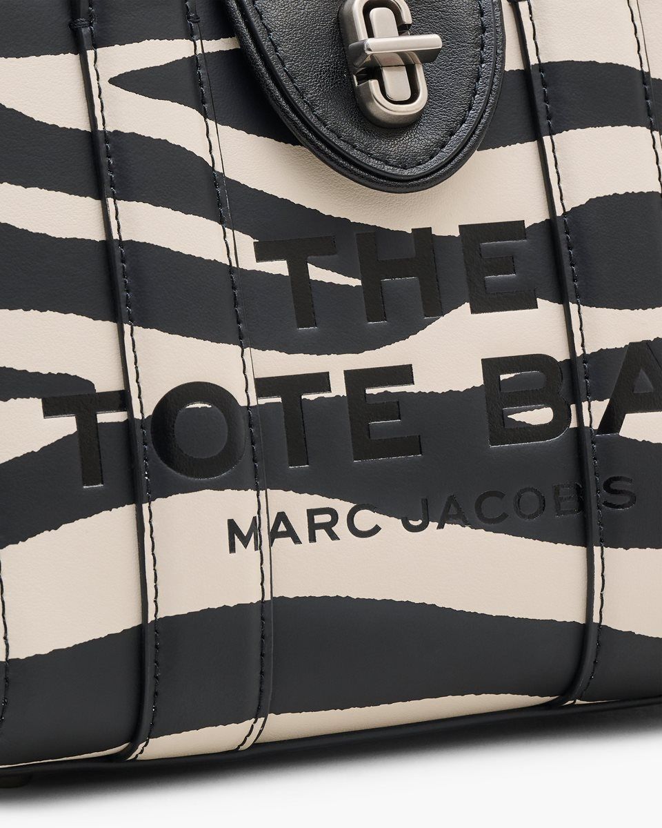 Black / White Marc Jacobs The Zebra Turnlock Crossbody Tote Bag | 407598-HDU