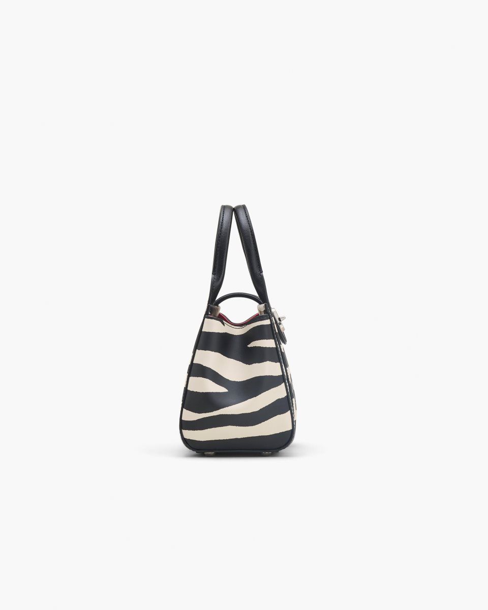 Black / White Marc Jacobs The Zebra Turnlock Crossbody Tote Bag | 407598-HDU