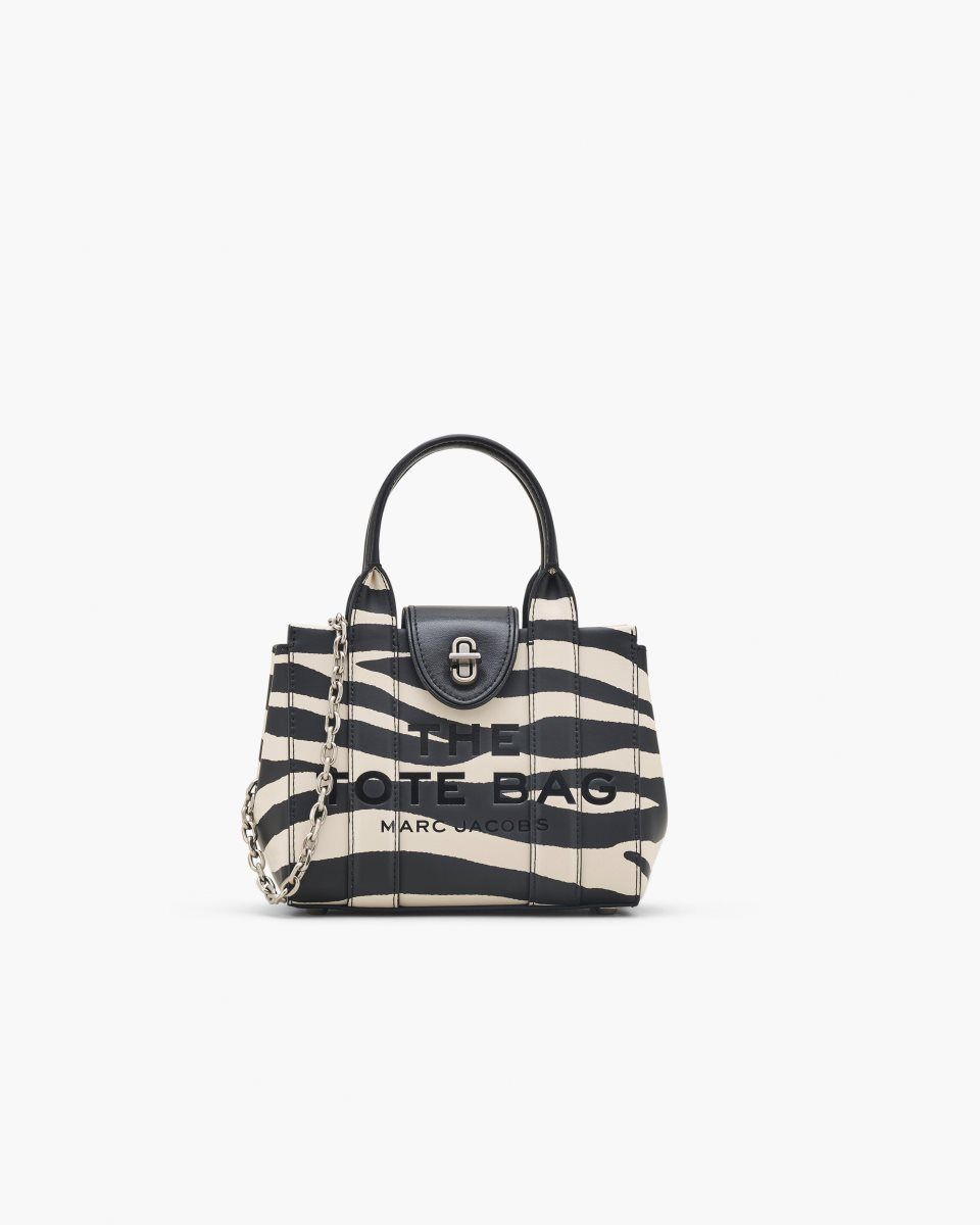 Black / White Marc Jacobs The Zebra Turnlock Crossbody Tote Bag | 407598-HDU