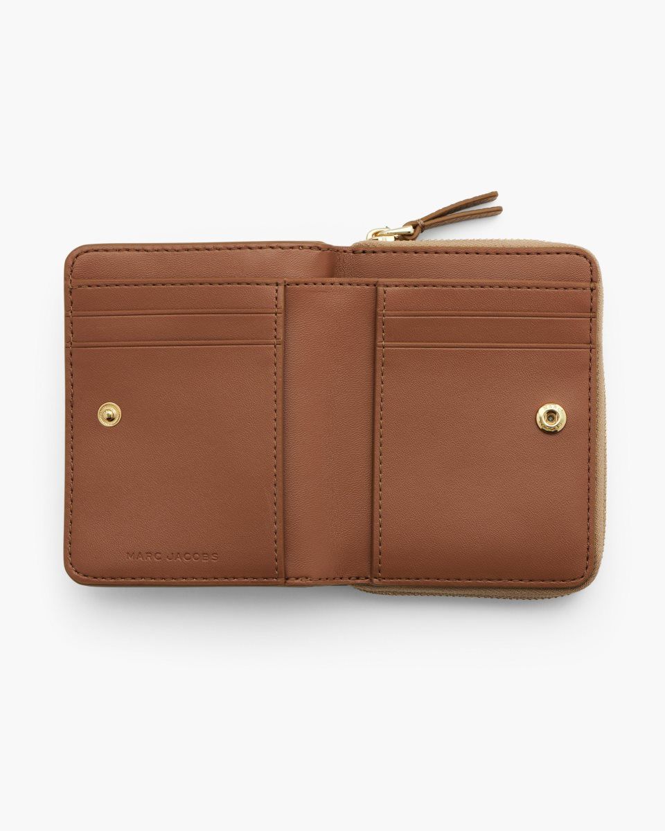 Brown Marc Jacobs The Leather Mini Compact Wallet | 489213-GDE