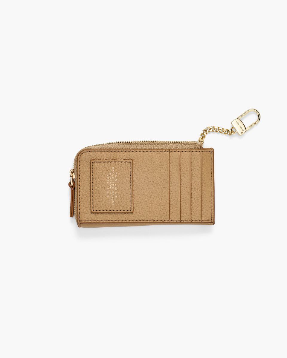 Brown Marc Jacobs The Leather Top Zip Multi Wallet | 283069-JIN