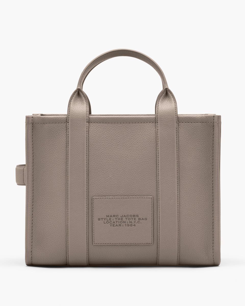 Cement Marc Jacobs The Leather Medium Tote Bag | 732918-SOQ