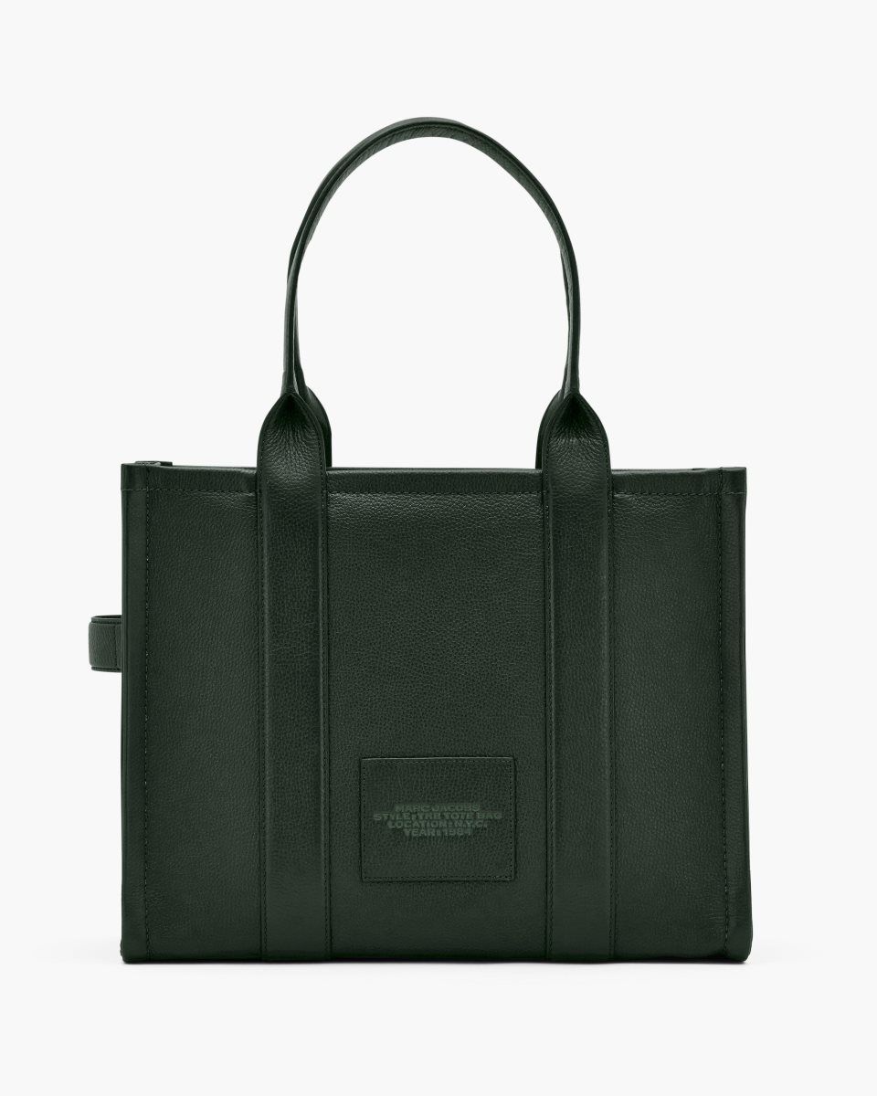 Dark Green Marc Jacobs The Leather Large Tote Bag | 962814-WIT