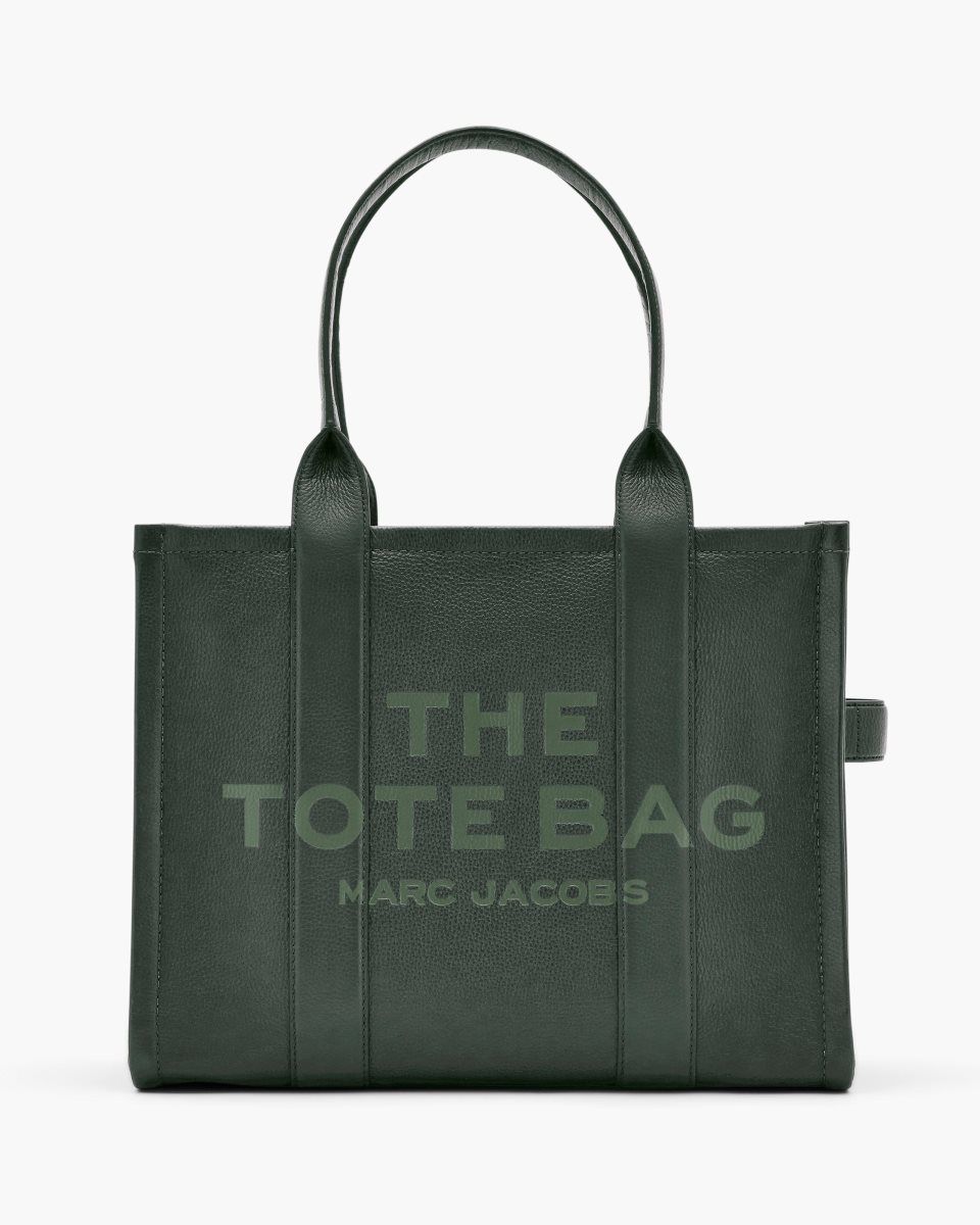 Dark Green Marc Jacobs The Leather Large Tote Bag | 962814-WIT